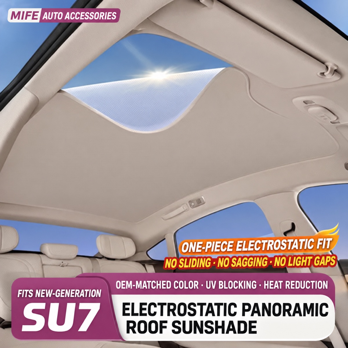 Xiaomi SU7 / YU7 Panoramic Roof Sunshade